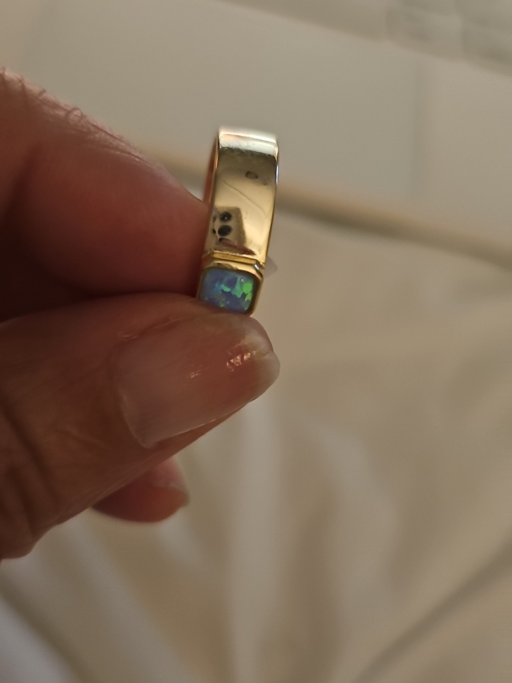 Melinda Maria Gold Blue Opal Ring Sz 5 - Picture 5 of 7